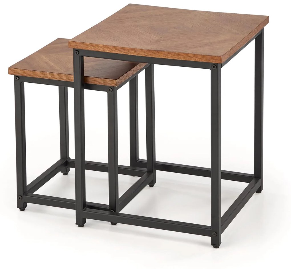 ELZA set of 2 coffee tables, walnut/black