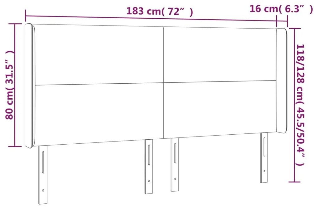 Κεφαλάρι με Πτερύγια Taupe 183x16x118/128 εκ. Υφασμάτινο - Μπεζ-Γκρι