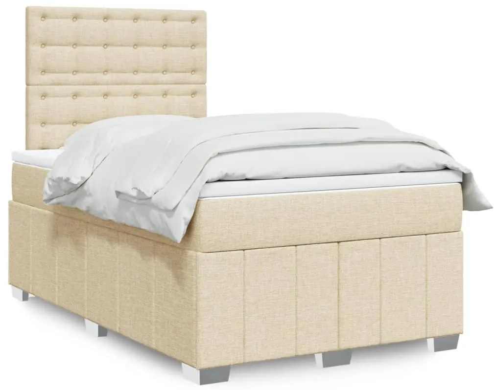 Κρεβάτι Boxspring με Στρώμα Κρεμ 120x190 εκ. Υφασμάτινο