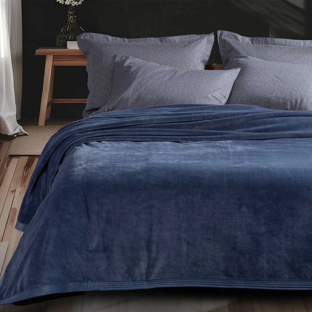Κουβέρτα Βελουτέ Υπέρδιπλη (230x240) Nef-Nef Homeware Velosso Blue