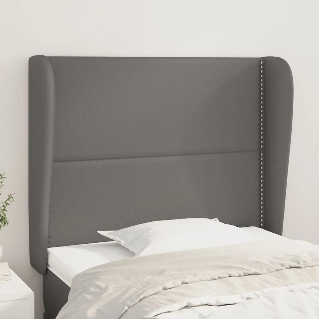 Κεφαλάρι με Πτερύγια Γκρι 83x23x118/128 εκ. Συνθετικό Δέρμα 3117892