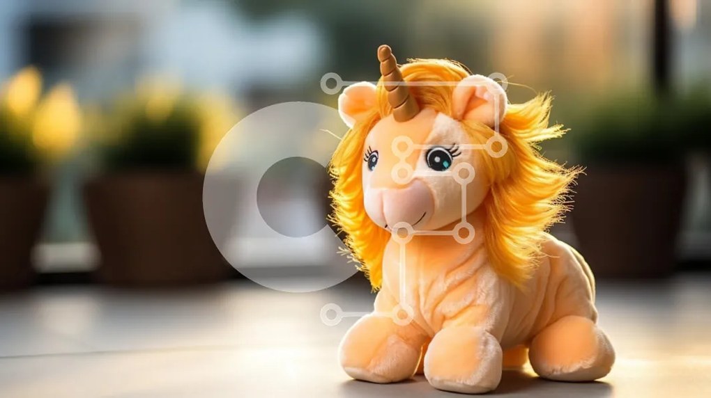 Intra Συλλεκτικό Ξύλινο Παζλ Plywood  4mm - Λούτρινο παιχνίδι μονόκερος με πορτοκαλί χαίτη Σε Ξύλινο Κουτί - Διαστάσεις: 10x10 cm – 25 κομμάτια