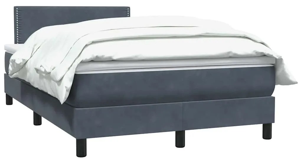 vidaXL Κρεβάτι Boxspring με Στρώμα Σκούρο Γκρι 120x210 εκ. Βελούδινο