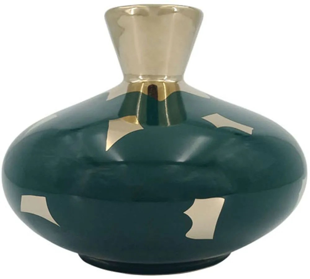 Βάζο 15-00-22914 Φ22x18cm Petrol-Gold Marhome Ceramic