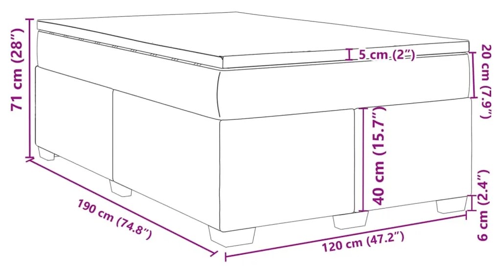 Κρεβάτι Boxspring με Στρώμα Taupe 120x190 εκ. Υφασμάτινο - Μπεζ-Γκρι