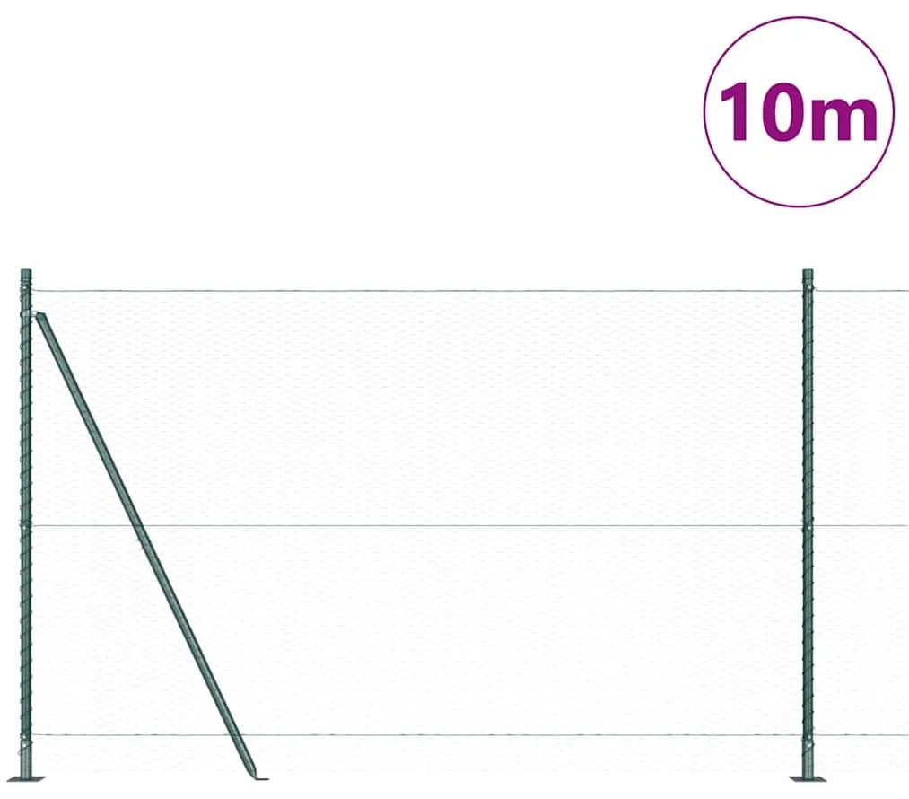 vidaXL Εξαγωνικός Φράχτης Πράσινος 1.6x10 m Ατσάλι