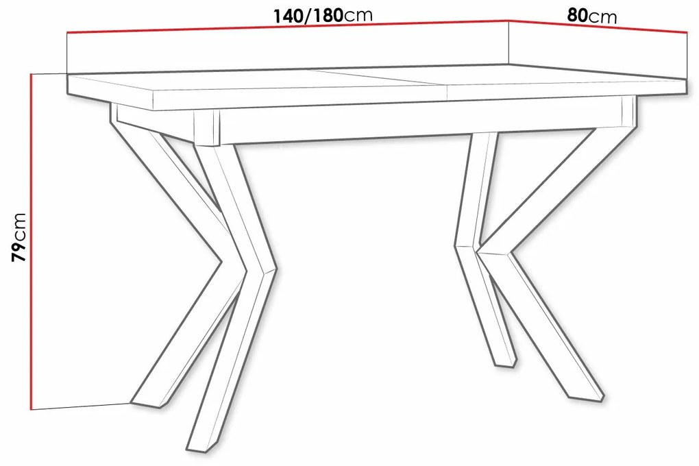 Τραπέζι Victorville 328, Grandson δρυς, Μαύρο, 79x80x140cm, 38 kg, Επιμήκυνση, Πλαστικοποιημένη μοριοσανίδα, Μέταλλο | Epipla1.gr