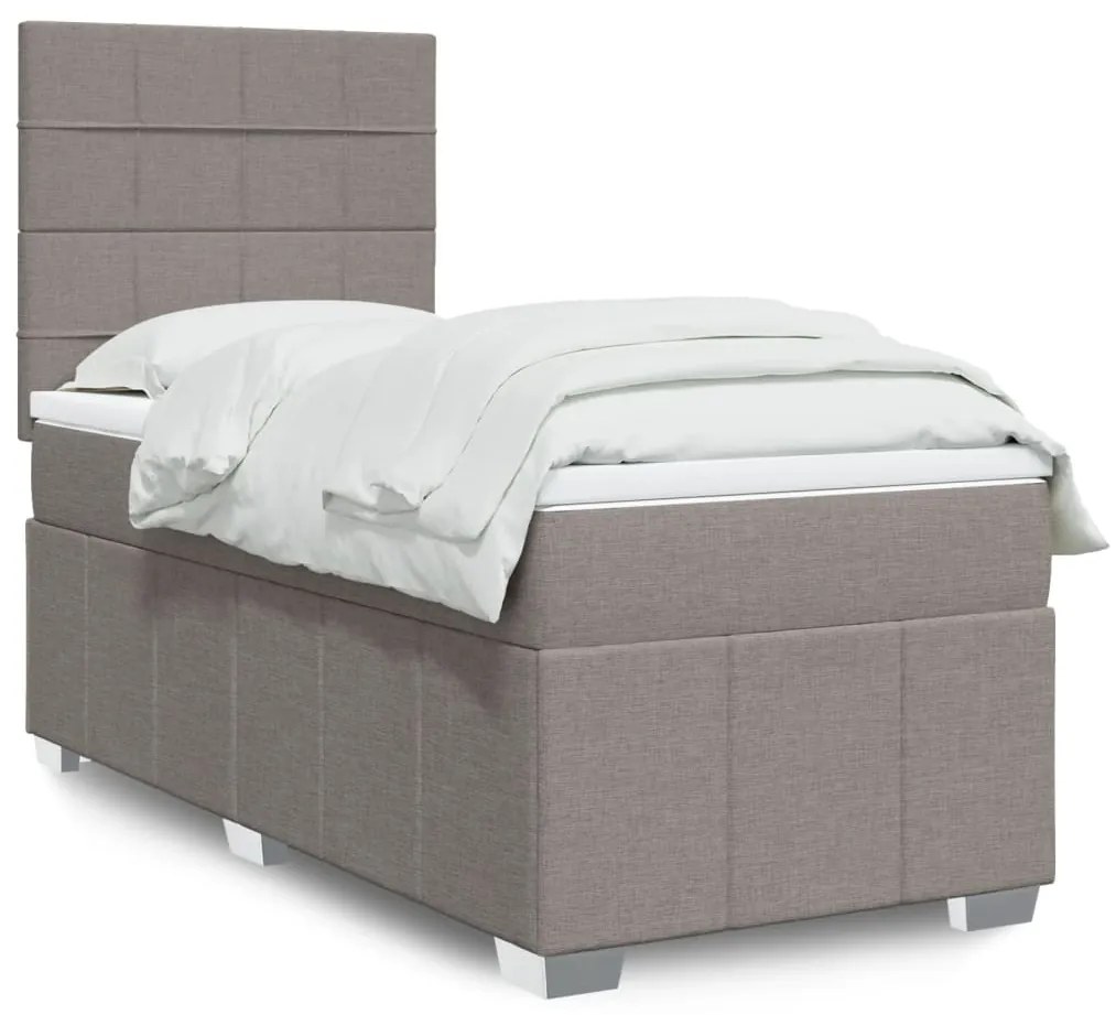 vidaXL Κρεβάτι Boxspring με Στρώμα Taupe 90x200 εκ. Υφασμάτινο