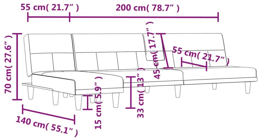 ΚΑΝΑΠΕΣ ΚΡΕΒΑΤΙ ΓΩΝΙΑΚΟΣ ΑΝ. ΓΚΡΙ 255X140X70 ΕΚ. ΥΦΑΣΜΑΤΙΝΟΣ 3157226