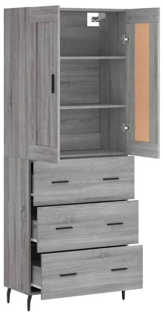 vidaXL Ντουλάπι Γκρι Sonoma 69,5 x 34 x 180 εκ. Επεξεργασμένο Ξύλο