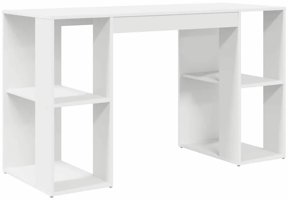 vidaXL Γραφείο με Αποθήκευση με ράφι Λευκό 130 x 50.5 x 75 εκ