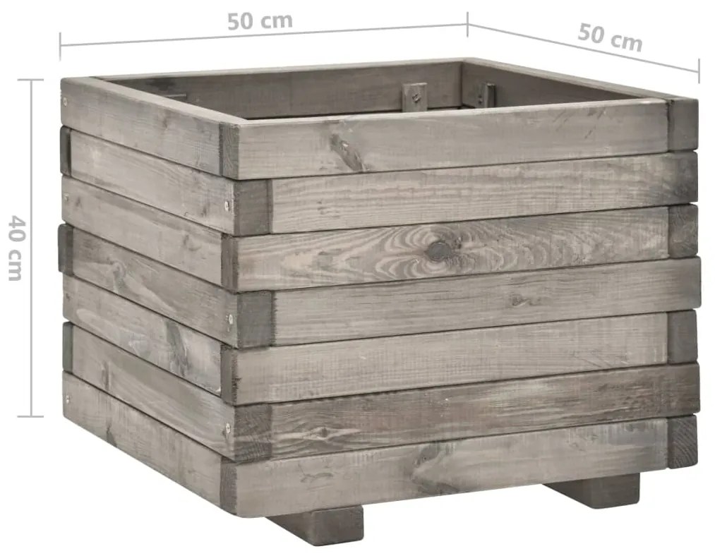 Ζαρντινιέρα 50 x 50 x 40 εκ. από Μασίφ Ξύλο Πεύκου - Γκρι