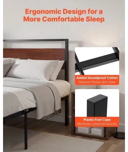 VEVOR Full Size Metal Platform Bed Frame with Headboard &amp; Under-Bed Storage 14in
