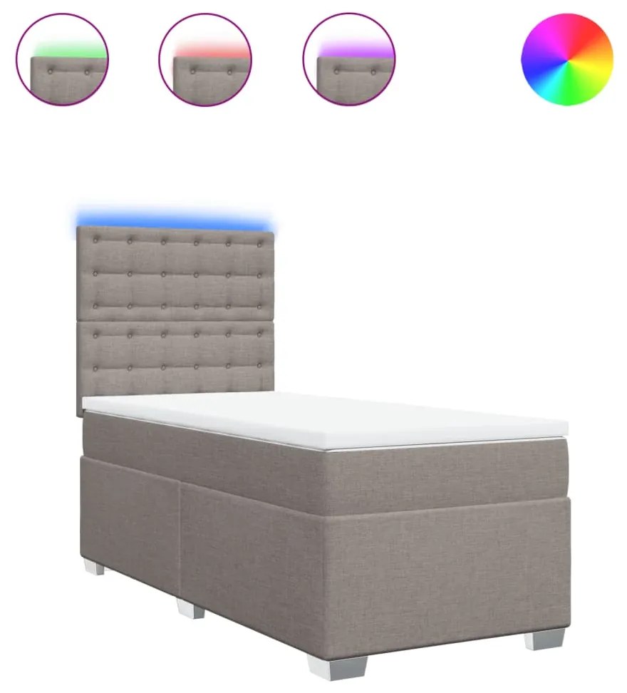 vidaXL Κρεβάτι Boxspring με Στρώμα Taupe 90x190 εκ.Υφασμάτινο