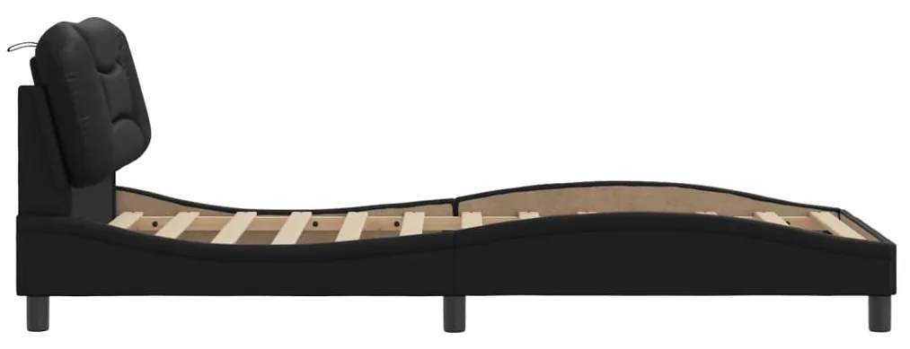 vidaXL Πλαίσιο κρεβατιού χωρίς Στρώμα Hvar Μαύρο 90x190 εκ Συνθετικό Δέρμα