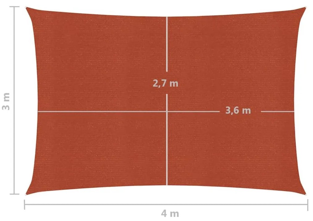 Πανί Σκίασης Τερακότα 3 x 4 μ. από HDPE 160 γρ./μ² - Πορτοκαλί