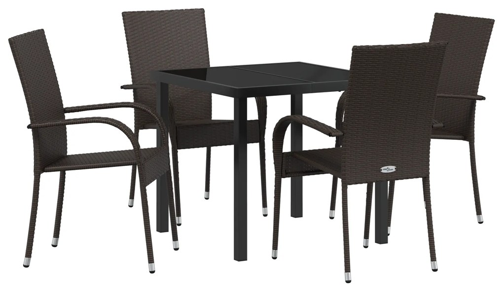 vidaXL Σέτ φαγητού για κήπο 5 pcs Καστανό Ράτα PE