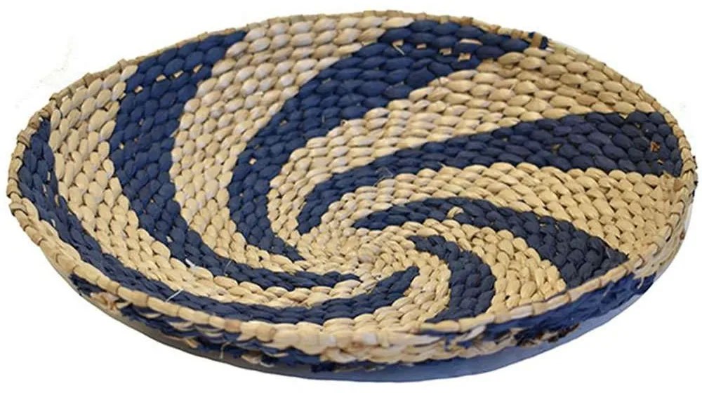 Διακοσμητική Ψάθινη Πιατέλα Rush 00.06.67113 Φ30cm Natural-Blue Mat