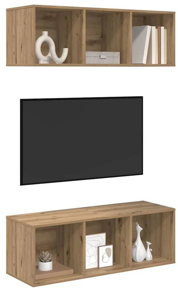 vidaXL Τοίχου ντουλάπες τηλεόρασης 2 pcs artisan δρυς 37 x 37 x 107 εκ