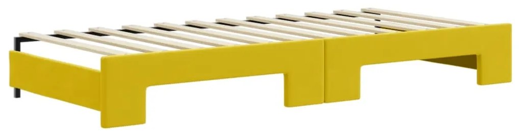 vidaXL Καναπές Κρεβάτι Συρόμενος Κίτρινο 90x200εκ. Βελούδινος Συρτάρια