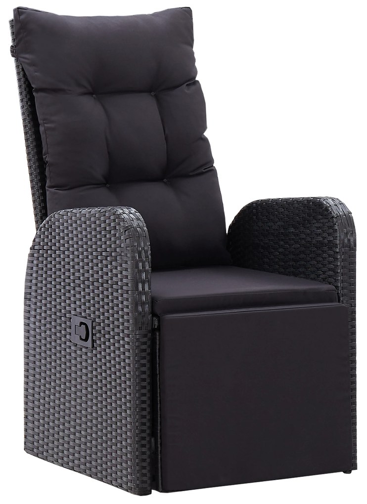 vidaXL Ρεκλάινερ Κήπου με μαξιλάρι 9 pcs Μαύρο 200 x 80 x 73 εκ