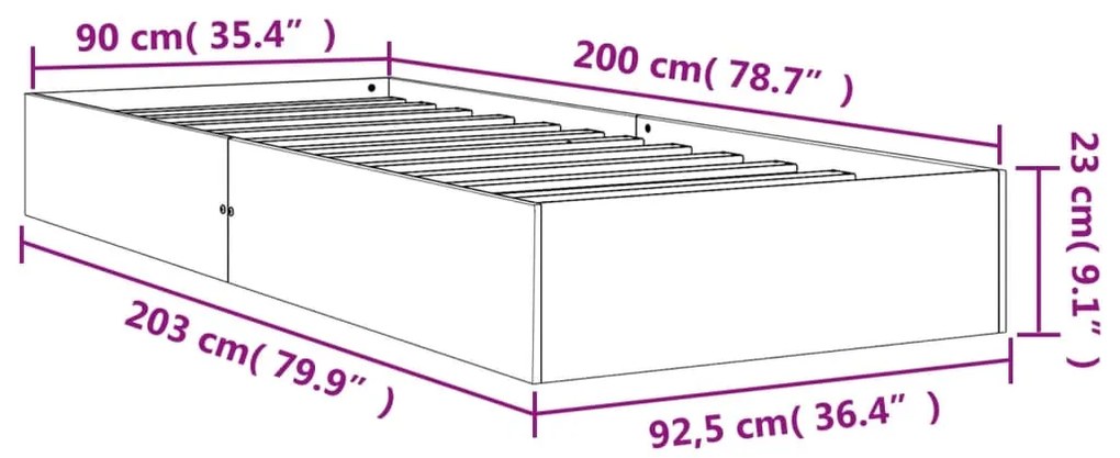 ΠΛΑΙΣΙΟ ΚΡΕΒΑΤΙΟΥ ΚΑΦΕ ΚΕΡΙΟΥ 90X200 ΕΚ. ΑΠΟ ΜΑΣΙΦ ΞΥΛΟ ΠΕΥΚΟΥ 844821