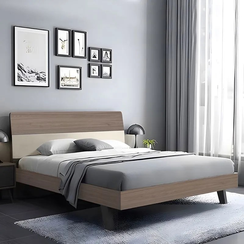 WOODWELL VANITY Κρεβάτι Διπλό, για Στρώμα 160x200cm, Απόχρωση Sonoma Oak-Cream 161x201x98cm Ε7350,2