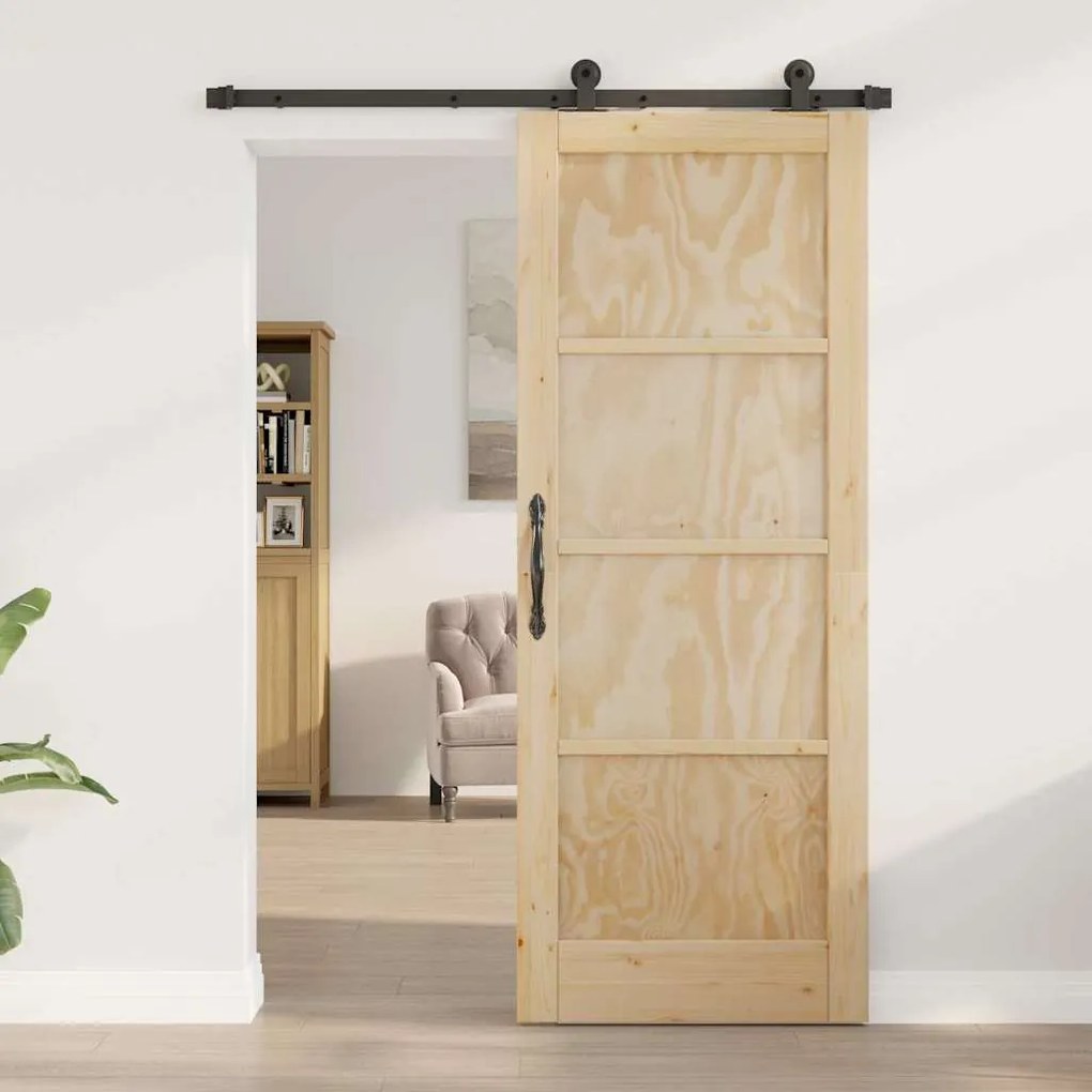 vidaXL Συρόμενη Πόρτα ORKDAL Φυσικό και μαύρο 78 x 202 εκ.