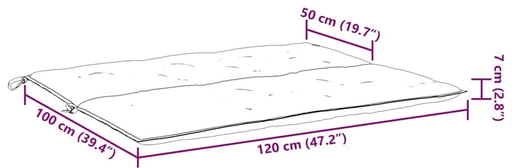 Μαξιλάρι Πάγκου Κήπου Γκρι 120x(50+50)x7 εκ. Ύφασμα Oxford - Γκρι