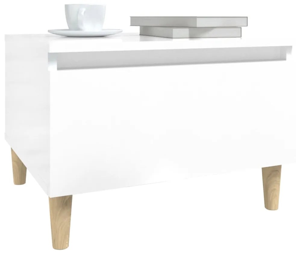vidaXL Βοηθητικά Τραπέζια 2 τεμ. Γυαλ.Λευκό 50x46x35 εκ. Επεξ. Ξύλο