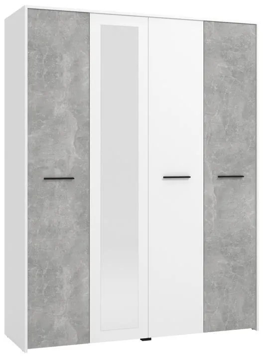 Wardrobe Varadero 4K1O White - Grey Concrete 157.5x53x203.5 cm