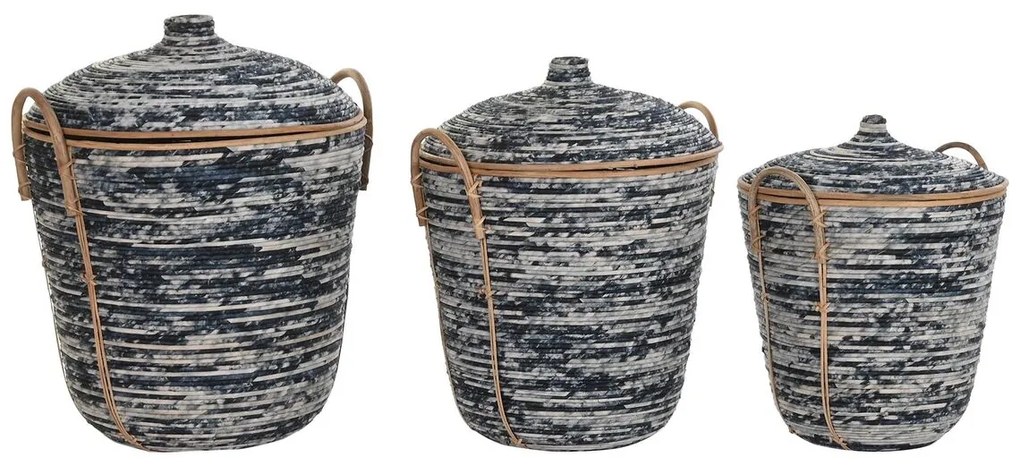 Σετ Καλαθιών DKD Home Decor Λευκό Μαύρο Φυσικό