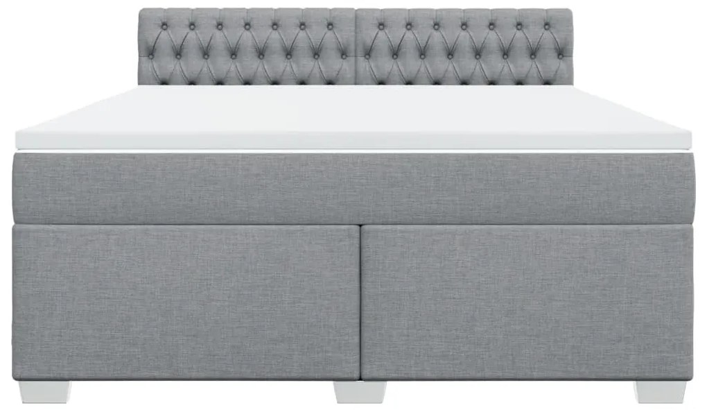 Κρεβάτι Boxspring με Στρώμα Ανοιχτό Γκρι 180x200 εκ. Υφασμάτινο - Γκρι