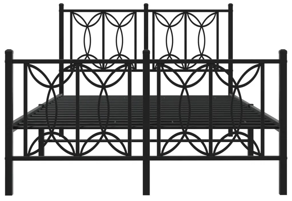Πλαίσιο Κρεβατιού με Κεφαλάρι&amp;Ποδαρικό Μαύρο 120x190εκ. Μέταλλο - Μαύρο