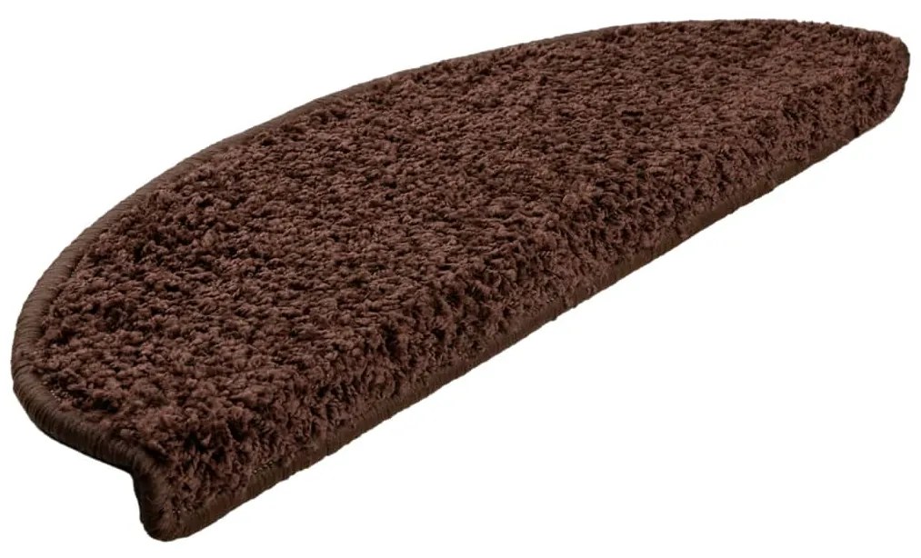 vidaXL Πατάκια Σκαλιών 10 τεμ. Καφέ Ημίστρογγυλά Μεγάλα 65x21x4 εκ.