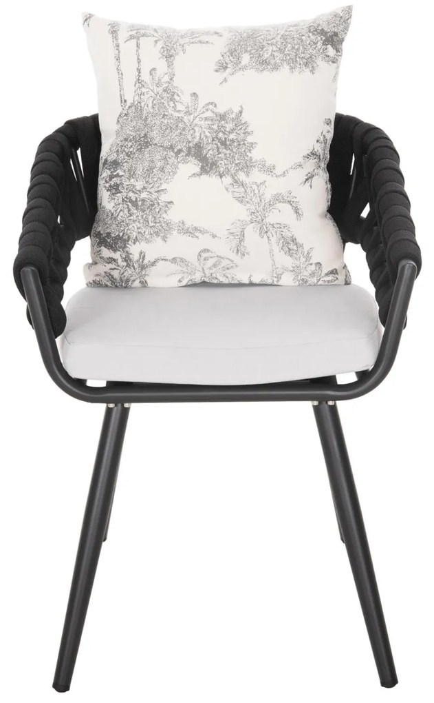 Καρέκλα - Πολυθρόνα CAMDEN C6141.01 Ανθρακί Αλουμινίου με Εκρού Μαξιλάρια σε Σχέδιο Print 56x60x72-87Υεκ. 56x60x87 εκ.