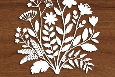 Σετ των 2 Intra απο ξύλο plywood 3mm-4mm πάχος – Ξύλινο Flower Arrange Paper Cut 1610 Δίασταση  20x20 cm INTRAFABR-122058857