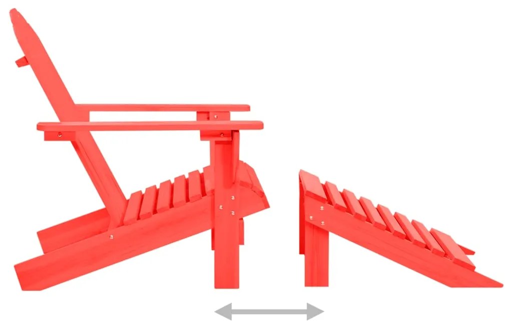 vidaXL Καρέκλα Κήπου Adirondack με Υποπόδιο Κόκκινη από Ξύλο Ελάτης