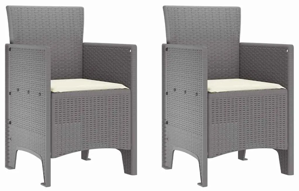 vidaXL Καρέκλα Κήπου 2 pcs Ανοιχτό γκρι 53 x 49 x 85 εκ. PP