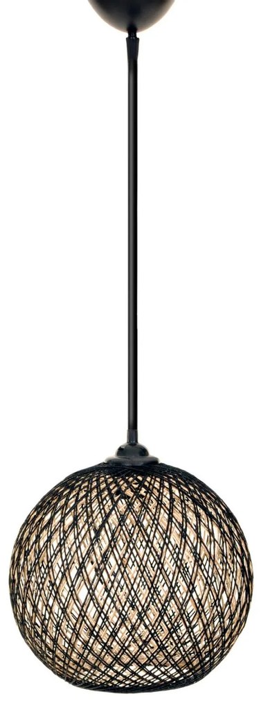 Κρεμαστό Φωτιστικό οροφής C7352.03 Μονόφωτο απο Σχοινί Μαύρο Μπέζ Φ22x55Υ εκ. 22x22x55 εκ.