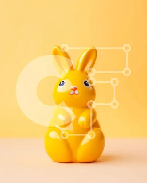 Intra Συλλεκτικό Ξύλινο Παζλ Plywood 4mm - Μικρό κίτρινο ειδώλιο λαγουδάκι σε πορτοκαλί φόντο Σε Ξύλινο Κουτί - Διαστάσεις Puzzle: 10x10 cm – 25 κομμάτια