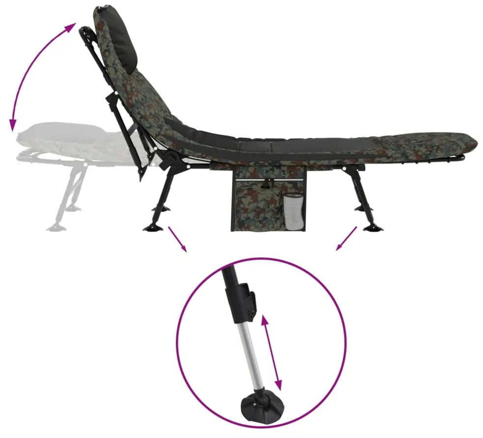 vidaXL Ξαπλώστρα Ψαρέματος με Ρυθμιζ.Πόδια Λάσπης Πτυσσόμενη Καμουφλάζ