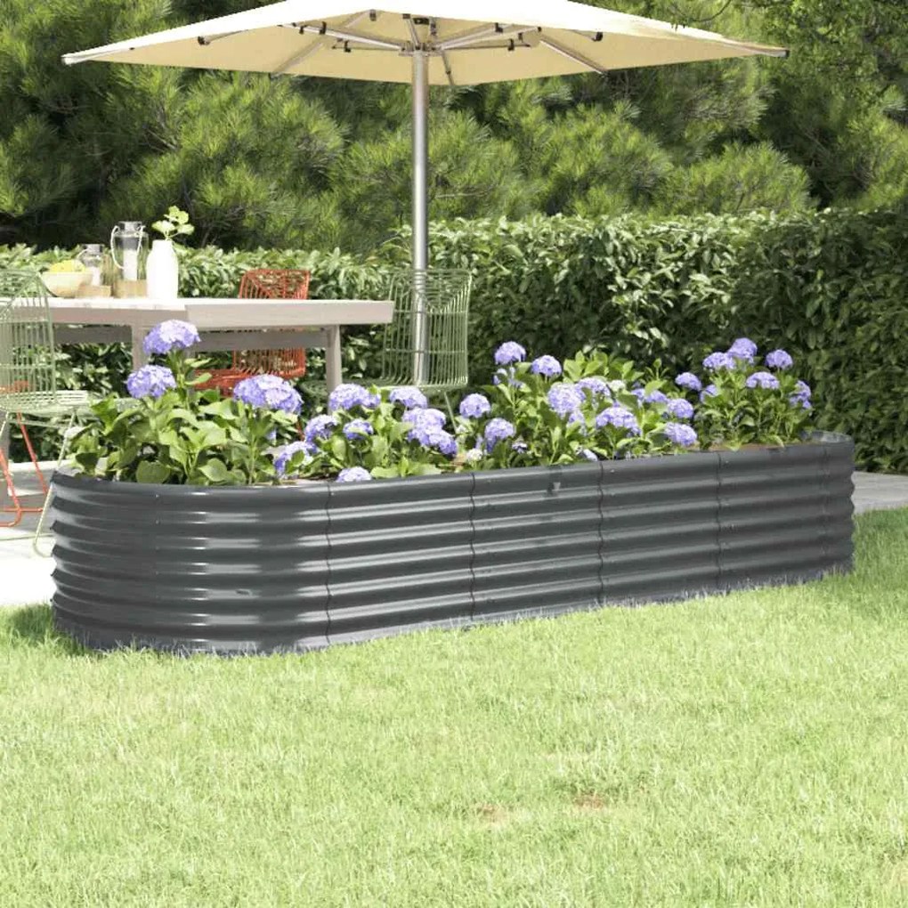 vidaXL Ζαρντινιέρα Ανθρακί 224x80x36 εκ Ατσάλι με Ηλεκτρ. Βαφή Πούδρας