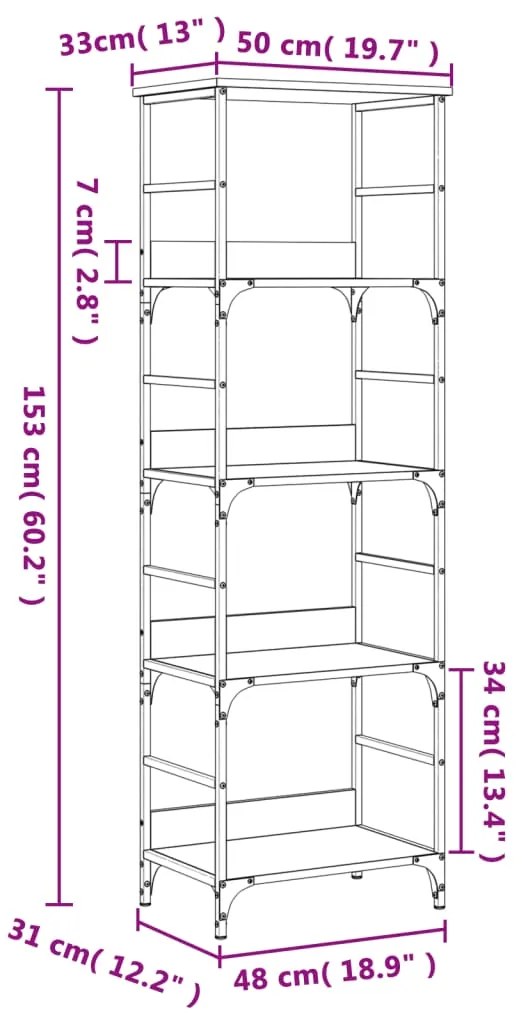 ΒΙΒΛΙΟΘΗΚΗ SONOMA ΔΡΥΣ 50X33X153 ΕΚ. ΕΠΕΞΕΡΓΑΣΜΕΝΟ ΞΥΛΟ 835275