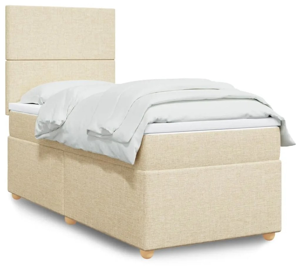 ΚΡΕΒΑΤΙ BOXSPRING ΜΕ ΣΤΡΩΜΑ ΚΡΕΜ 80 X 200 ΕΚ. ΥΦΑΣΜΑΤΙΝΟ 3293405