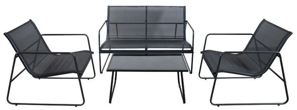 Σαλόνι Κήπου Veranda 152-000011 (Σετ 4τμχ) Black 4 Θέσεων