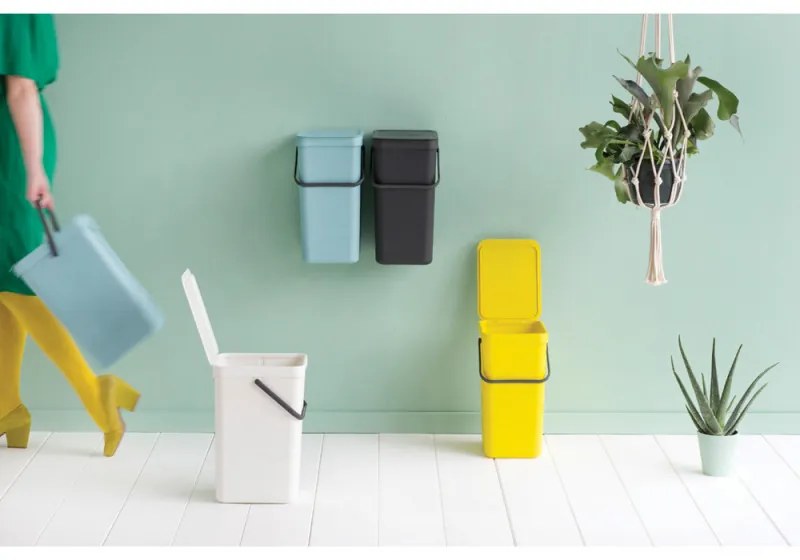 Brabantia Sort&Go κάδος χωριστής συλλογής 648978, 16 l, Χειρολαβή, Επιτοίχιος, Σκούρο γκρι