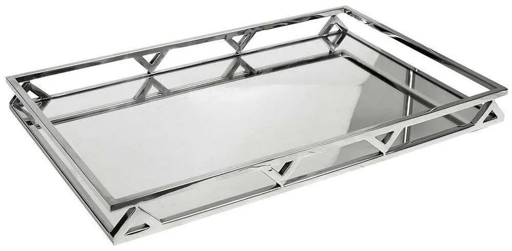 Διακοσμητικός Δίσκος Με Καθρέπτη MR19352 56x36cm Silver Espiel Steel,Glass