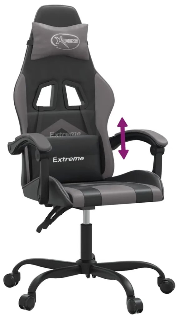 vidaXL Καρέκλα Gaming Μαύρο/Γκρι από Συνθετικό Δέρμα