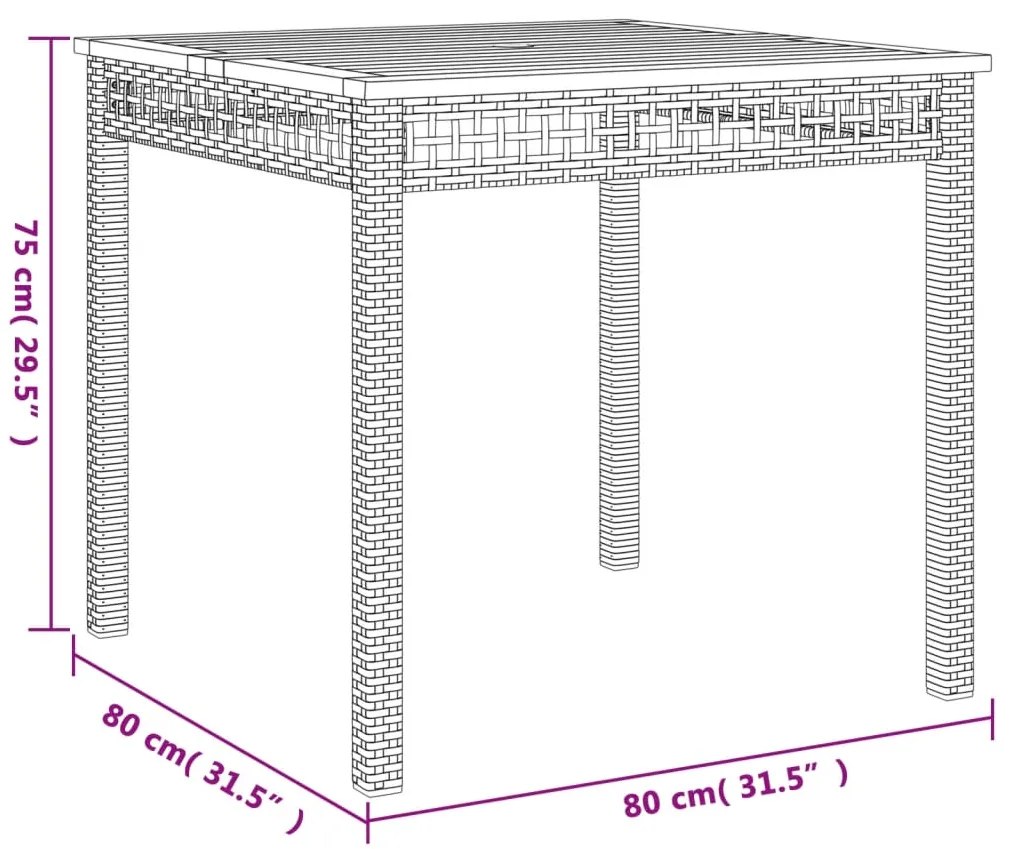 Τραπέζι Κήπου Μπεζ 80x80x75 εκ. Συνθετικό Ρατάν / Ξύλο Ακακίας - Μπεζ